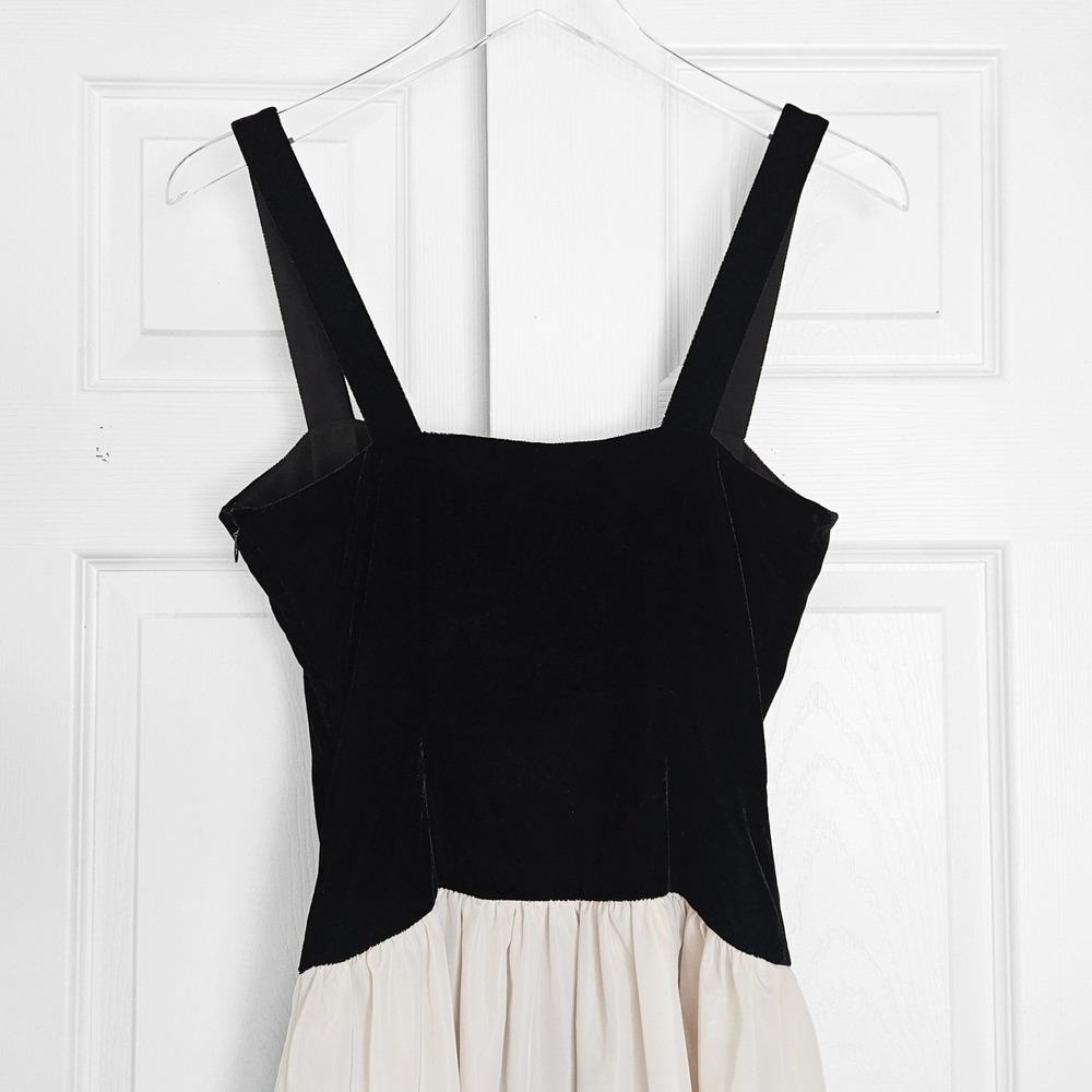 RHODE Georgina Color Block MIDI Dress US 2 Black Velvet Cream - Picture 11 of 14